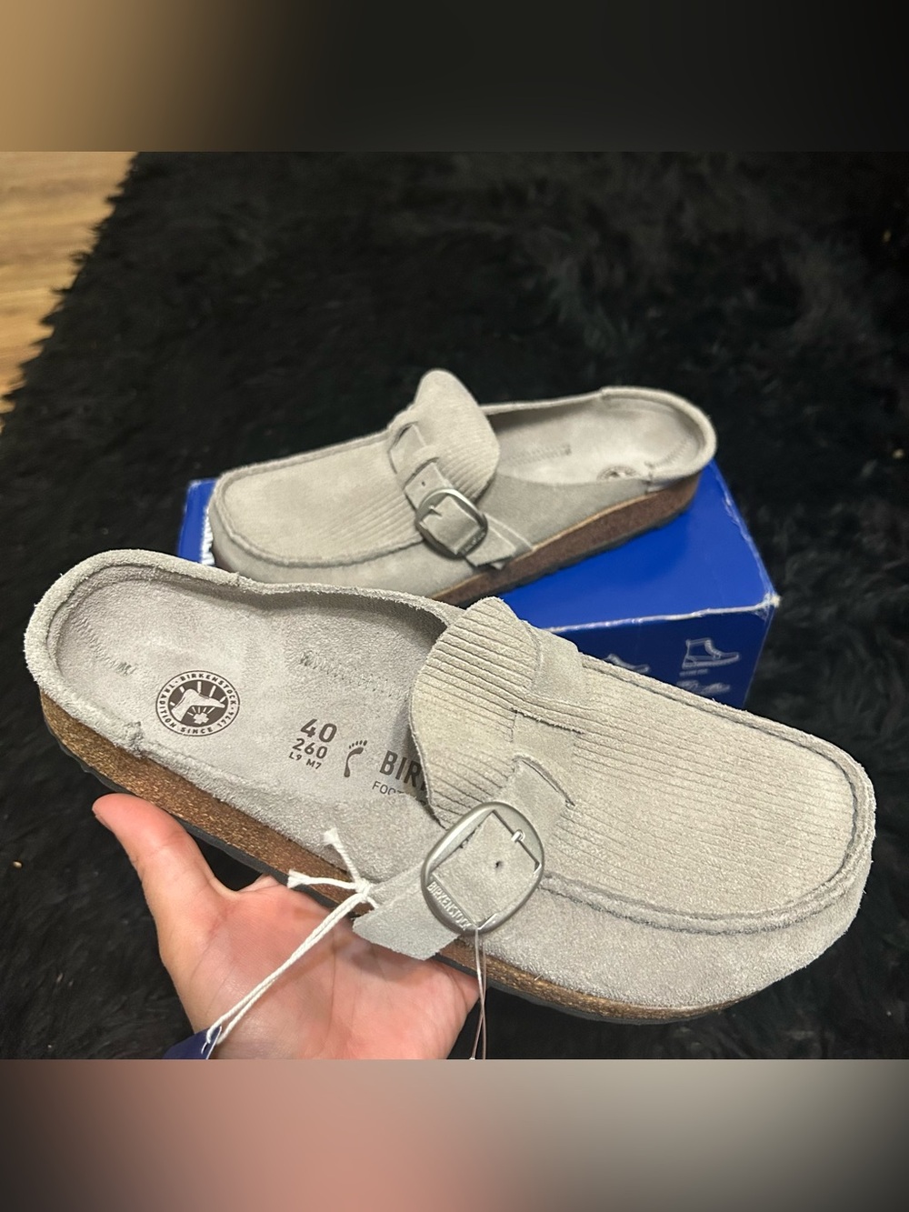 BIRKENSTOCK Buckley gray suede mules clogs slip on shoes women’s eur 40 new
